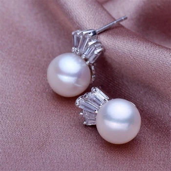 Skutočné Módne Pearl Náušnice Ženy Prírodné Sladkovodné Perly Šperky Stud Náušnice 925 Sterling Silver Šperky Pre Ženy Darček