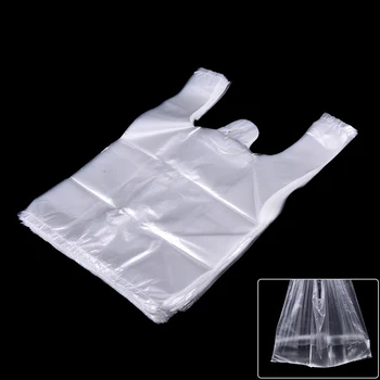 50pcs/veľa 26*37 cm Supermarket Plastové Tašky Transparentné Tašky, Nákupné tašky S Rukoväť na Balenie Potravín