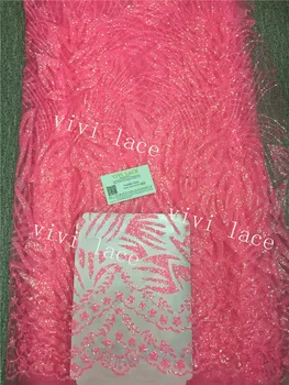 D490 # 5yards ružová kvetinová lepené tlač lesk čistý tylu oka textílie, čipky pre pílenie / večerné šaty/štádiu