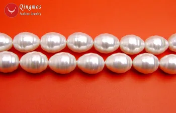 Qingmos Lesk 13*16 Oválne Biele Sea Shell Perly Korálky pre Šperky, Takže DIY Náhrdelník Náramok Náušnice Voľné Pramene 15