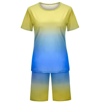 SEBOWEL Lady tie-dye Tlač Krátke Sleeve T-shirt Šortky Sady Lete Roku 2020 Žena je Bežné Športové Tepláky Ženské Oblečenie Veľkosti S-XXL
