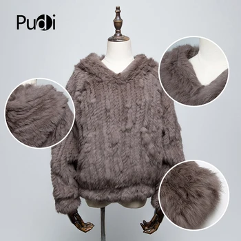 Pudi CT803 žien reálne králik kožušiny zrastov teplý kabát dievčenské zimné bundy svetre módne kabáty s kožušiny hood kabát