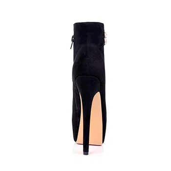 Módne dámske topánky zimné 2019 zips bodce elegantné lodičky na platforme dámy topánky crystal drahokamu čierne členkové topánky 16 cm