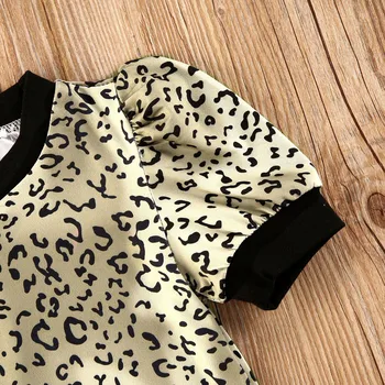2020 Módne Leopard Deti, Dievčatá Šaty Krátke Lístkového Rukáv Tlačiť Kolená Dĺžka-Line Šaty letné Priamo sundress Oblečenie 1-6T