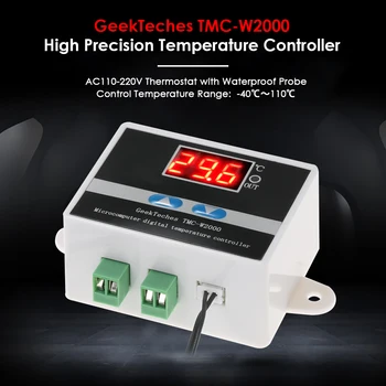 TMC-W2000 AC110-220V 1500W Thermoregulator LCD Digitálny Regulátor Teploty Termostat, termočlánok + Vodotesný Senzor Sondy