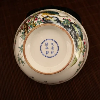 Čínske staré porcelánové Pastel Kvet-vták vzor misa