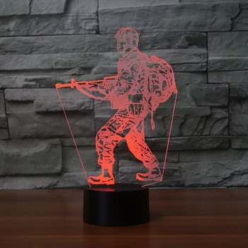 Vojak Model 3D Nočné Osvetlenie LED Stolná Lamparas 7 Zmena Farby Dieťa Spí Osvetlenie Atmosféru Lampa Pre Chlapca Darček