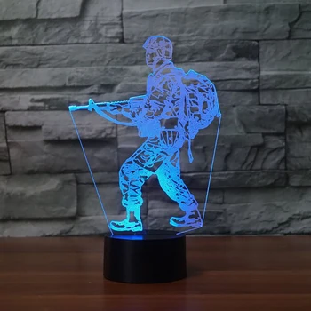 Vojak Model 3D Nočné Osvetlenie LED Stolná Lamparas 7 Zmena Farby Dieťa Spí Osvetlenie Atmosféru Lampa Pre Chlapca Darček