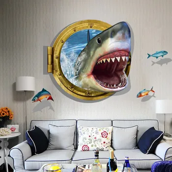 QT-0106 DIY 3D Dno Mora Shark Svet Umenia Nálepky Spálňa Domova Vinyl na Stenu-Nálepky Nepremokavé Vidieka Tapety
