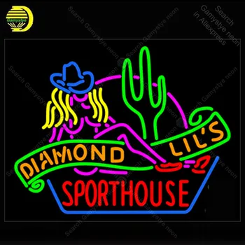 Neónové svetlo prihlásiť Sexy Diamond Lils dome Športu Las Vegas Okno Neónové Lampy prihlásiť obchod displej real sklo, osvetlenie rúry Handcraf