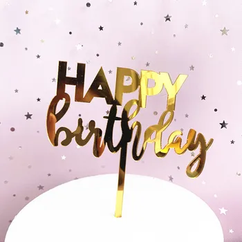 Nové MODULY Happy Birthday Akryl Tortu Vňaťou Rose Gold Akryl Cupcake Vňaťou Pre Dieťa Sprcha Dievča Narodeninovej Party Cake Dekorácie