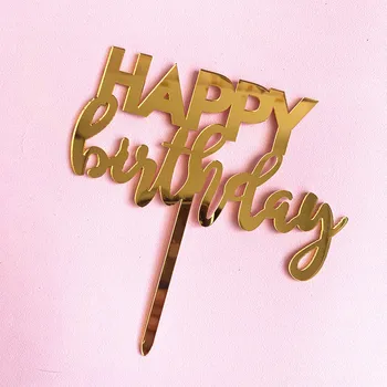 Nové MODULY Happy Birthday Akryl Tortu Vňaťou Rose Gold Akryl Cupcake Vňaťou Pre Dieťa Sprcha Dievča Narodeninovej Party Cake Dekorácie