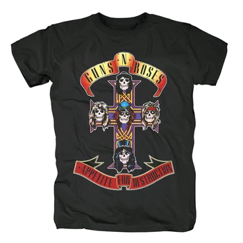 Bloodhoof Guns N' Roses, hard rock, čierne bavlnené tričko Ázijské Veľkosť