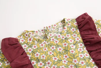 2020 Jeseň Novorodenca Dievčatká Volánikmi Kvetinový Romper Falošné dva kusy Jumpsuit Oblek Sunsuit kórejské Oblečenie Detské Oblečenie
