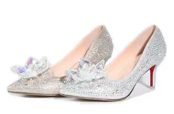 34-45 veľkosť hot štýl Popoluška štýlové svadobné topánky dámske poukázal jeden topánky plytké ústa vodou vŕtať bridesmaid, obuv