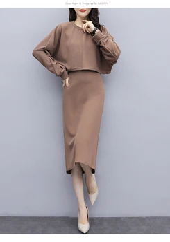 2020 Nové oblečenie pre ženy-móda 2 dielna sada jeseň top a sukňu voľné 4xl plus veľkosť obleku