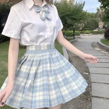 Sukne Módne Ženy Koberčeky Skladaný Školskú Uniformu Lolita Sukne 2021 Novú-Line Sukne Anti-Burnout Vysoký Pás Krátke Sukne