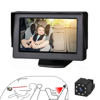 4.3 palcový HD Auto Spätnom Zrkadle Monitor Nastaviteľné Zadné Sedadlo Auta spätné Zrkadlo pre Dieťa, Sedadlo Auta Bezpečnostnými Zrkadlo Monitor Nočné Videnie