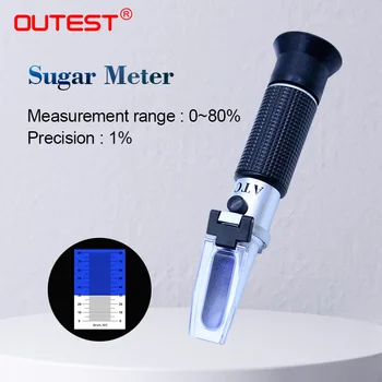 OUTEST Brix Refraktometer 0~80% Optické Cukor Potravín, Nápojov ATC Obsah RZ115 Meter Nástroj Test cukor, med meter