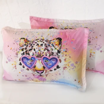 Akvarel štýl pastelové ružové leopard posteľná bielizeň kráľovná veľkosť 4/6pcs darček pre ňu ženy obliečky kryt nastaví jeden super king listov