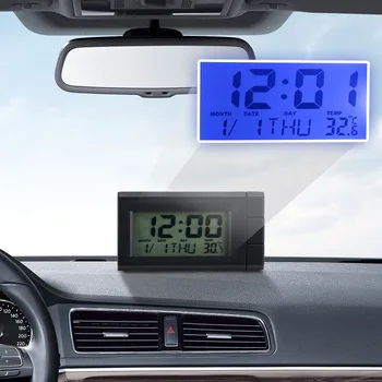 Auto LCD Digitálny Displej Hodiny Samolepiace Auto Sledovať Teplomer Teplota Displej Elektronické Hodiny Auto Ozdoby