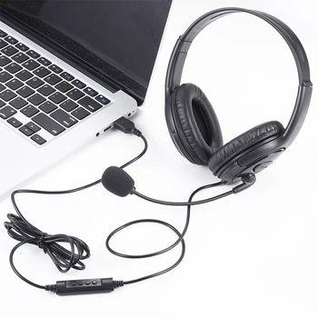 Telefón Dopravné Headset USB Káblové Herný Počítač Vzdelávania pre Slúchadlá, Nastaviteľný Mikrofón Objem