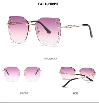 Nový luxusný bez obrúčok diamond-studded slnečné okuliare, farebné a všestranné ženské osobné gradient slnečné okuliare Oculos De Sol