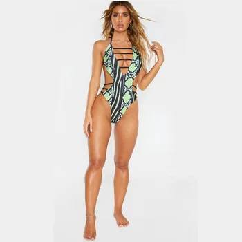 2020 Sexy jednodielne plavky Hadej Kože Veľké Veľkosti Plaviek, Plus veľkosti Obväz Plavky