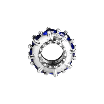 CKK 925 Sterling Silver Blue Crystal Dištančné Charms Korálky Hodí Originálne Náramky Ženy DIY Šperky Čo Berloque