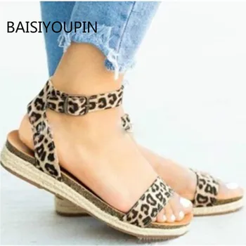 Leopard Tlač Pracky Kliny Obuv pre Ženy, Vysoké Podpätky Sandále Letné Topánky 2019 Flop Chaussures Femme Platformu Sandále 35-43