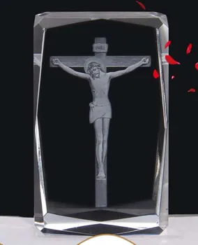 Cestovanie Bezpečnosti Kresťanstvo, Katolicizmus Náboženské účinným modlite sa Bezpečnosti Zdravé Talizman 3D Crystal Ježiša Krista Na KRÍŽ