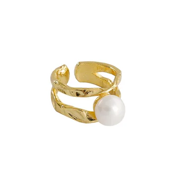 Ľalie Šperky Reálne Sladkovodné Perly 925 Sterling Silver Ring Otvoriť Krúžok Umelo Pestované Perly Ženám Žena Prst Prsteň