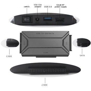 USB 3.0 to IDE, SATA Konvertor Externý Adaptér Súprava pre 2.5 a 3.5 Palcový Pevný Disk ND998