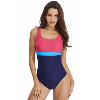 2021 Módne Jednoduché Sexy Plavky s uväzovaním za Šatka Farebné Blokovanie Dámy Vysoko Elastická jednodielne Plavky