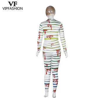 VIP MÓDNE 2019 Najnovší Dizajn Jumpsuit Cosplay Kombinézu 3D Terro Múmiový Vytlačené Remienky Halloween Štýl Kostýmy Pre Dámy