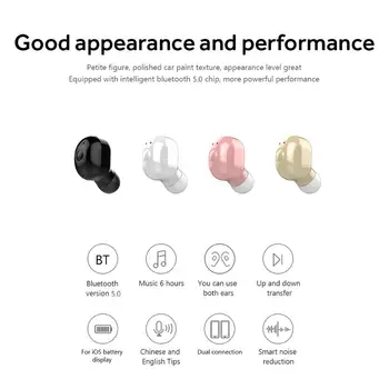 M2 Mini In-Ear Bezdrôtové Bluetooth Stereo Ťažké Basy Slúchadlá Slúchadlá s Mikrofónom