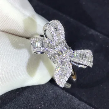 Žena Šperky Butterfly Silver krúžky pre páry 925 Sterling Silver Retro Diamantové Prstene Vyplnené Dámske Luxusné Zapojenie