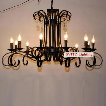 Kuchyňa Starožitné kovový luster led sviečky lampy pre Hotel obývacia izba veľké Luxusné retro luster bar, kaviareň Loft osvetlenie