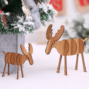 DIY Drevené Vianočné Elk Jeleň Dekorácie na Vianočný Strom Závesné Dekoratívne Ozdoby Prívesok Darček