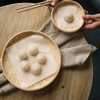 Ručne tkané Bambusu Sito Ručne maľované Bambusu Raft Kolo Lopatka DIY Dekoratívne Ovocie Chlieb Kôš Kuchyňa Skladovanie