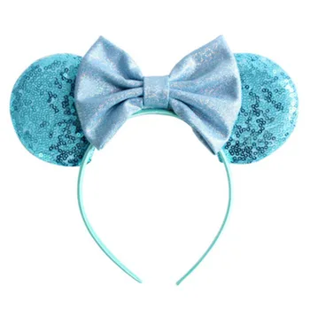 Disney 1pcs Dievča pokrývku hlavy Minnie Mickey Uši Sequin Čelenka na Vlasy Príslušenstvo Hairband Vianočné Vlasy Luky pre dievčatá, ženy darček