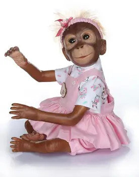 52 Realistické Dieťa Opice Bábika Realisticky Znovuzrodené Dieťa Opice Ručné Podrobné Maliarske Umenie Bábiky s ružové Oblečenie