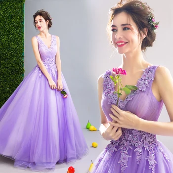 Princezná Večerné Šaty 2019 nový rok fialová víla prom Šaty pre mladých lady čipky kvet ilúziu, formálne šaty Župan De Soiree