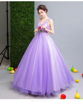 Princezná Večerné Šaty 2019 nový rok fialová víla prom Šaty pre mladých lady čipky kvet ilúziu, formálne šaty Župan De Soiree