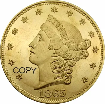 Spojené Štáty 20 Dolárov Slobody Hlava - Double Eagle bez motto DVADSAŤ D. 1865 1865S Mosadz Kópiu Mince