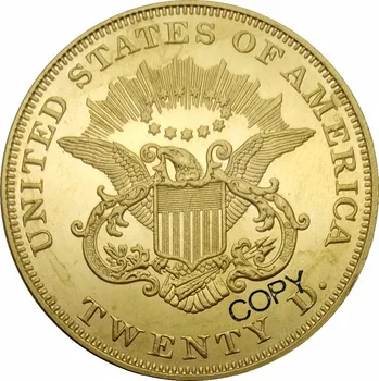 Spojené Štáty 20 Dolárov Slobody Hlava - Double Eagle bez motto DVADSAŤ D. 1865 1865S Mosadz Kópiu Mince