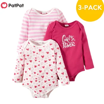 PatPat Nový Príchod 3-pack Baby Dievča Sladké Srdce Remienky Nastaviť Dieťa Dievča Oblečenie