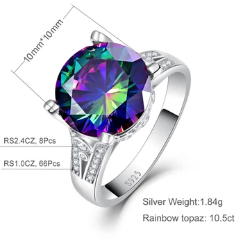 925 Sterling Silver Krúžky Pre Ženy Kapela Snubné Prstene Promise Ring, Svadobné Šperky Rainbow Topaz Zapojenie Snubný Prsteň