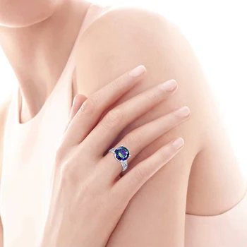925 Sterling Silver Krúžky Pre Ženy Kapela Snubné Prstene Promise Ring, Svadobné Šperky Rainbow Topaz Zapojenie Snubný Prsteň