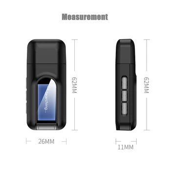 Bluetooth 5.0 Adaptér Bezdrôtovej LCD/OLED Displej USB Bluetooth Prijímač Hudby Audio Vysielač pre PC TV Auta, 3.5 mm AUX Adaptador